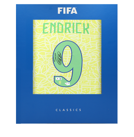 Endrick Official FIFA World Cup™ Back Signed Brazil 2024 Home Shirt In Deluxe Packaging