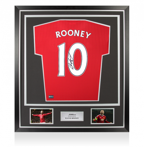 Wayne Rooney Back Signed Manchester United 2022-23 Home Shirt with Fan Style Numbers In Classic Frame