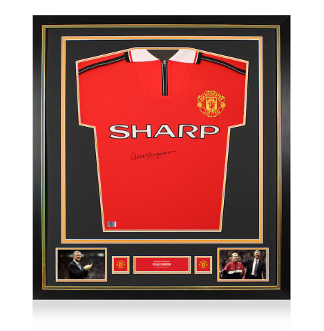 Sir Alex Ferguson Official Manchester United Front Signed and Framed 1999 Premier League Home Shirt