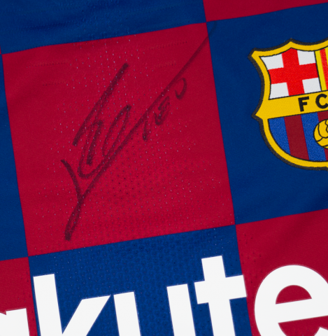 Lionel Messi Front Signed FC Barcelona 2019-20 Authentic Home Shirt In Hero Frame: Option 1