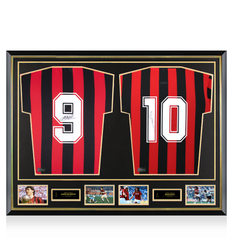 Marco Van Basten & Ruud Gullit Official Ballon d'Or™ Signed and Dual Framed AC Milan Shirts