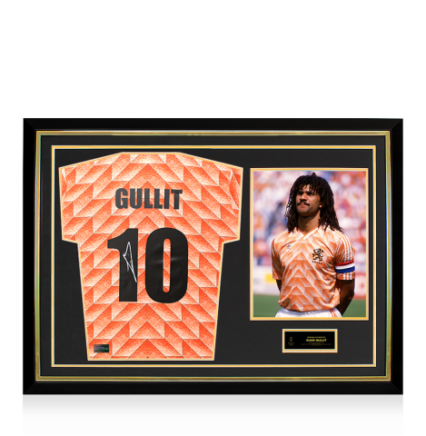 Ruud Gullit Official Ballon d'Or™ Back Signed and Hero Framed Netherlands 1988 Home Shirt
