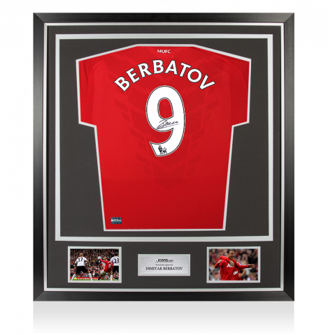 Dimitar Berbatov Back Signed Manchester United 2010-11 Home Shirt In Classic Frame