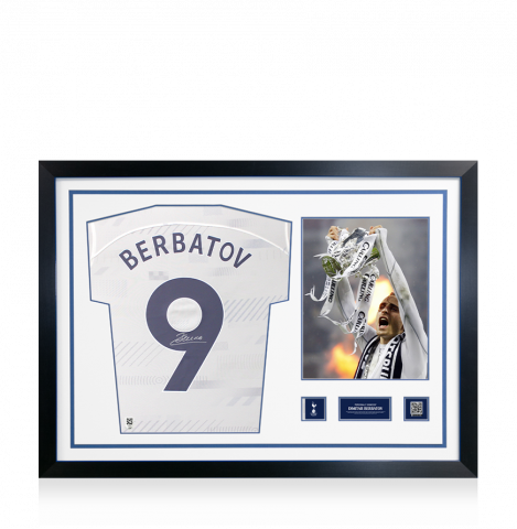 Dimitar Berbatov Official Tottenham Hotspur Signed and Framed 2023-24 Home Shirt