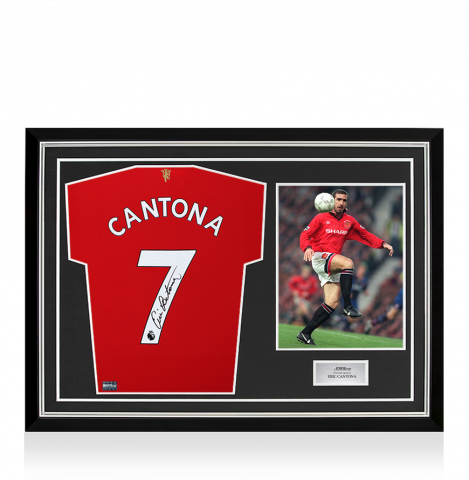 Eric Cantona Back Signed Manchester United 2021-22 Home Shirt In Hero Frame: Option 1