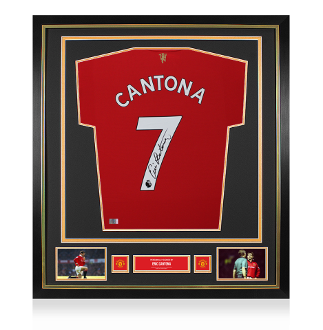 Eric Cantona Official Manchester United Back Signed and Framed 2021-22 Home Shirt