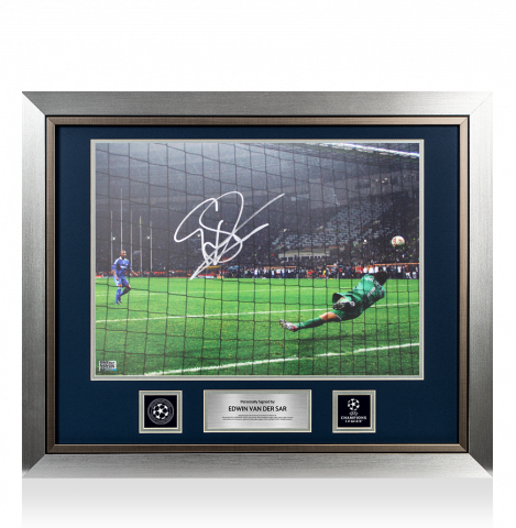 Edwin van der Sar Official UEFA Champions League Signed and Framed Manchester United Photo: UCL Final Save
