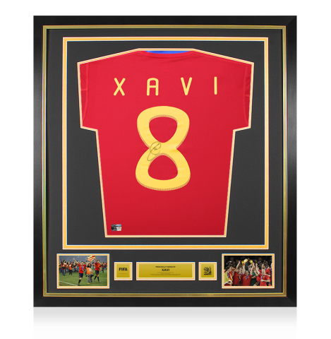 Xavi Official 2010 FIFA World Cup™ Back Signed and Framed Spain 2010 Home Shirt