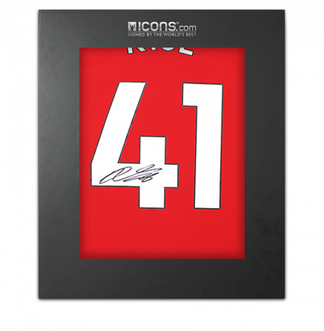 Declan Rice Back Signed Arsenal 2024-25 Home Shirt with Fan Style Numbers In Deluxe Packaging
