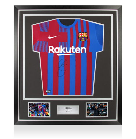 PRE FRAMED WAREHOUSE SECONDS Xavi Front Signed FC Barcelona 2021-22 Home Shirt - Grade B