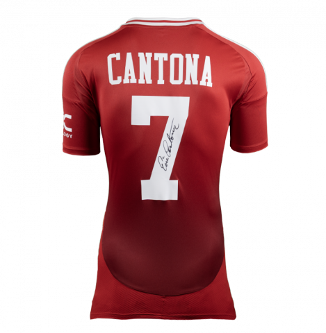 Eric Cantona Back Signed Manchester United 2024-25 Home Shirt with Fan Style Number In Deluxe Packaging