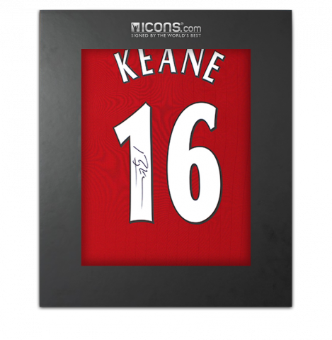 Roy Keane Back Signed Manchester United 2022-23 Home Shirt with Fan Style Numbers In Deluxe Packaging