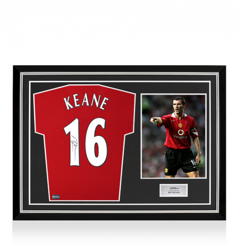 Roy Keane Back Signed Manchester United 2022-23 Home Shirt with Fan Style Numbers In Hero Frame: Option 1