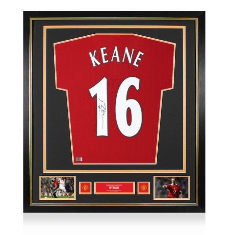 Roy Keane Official Manchester United Back Signed and Framed 2022-23 Home Shirt with Fan Style Numbers