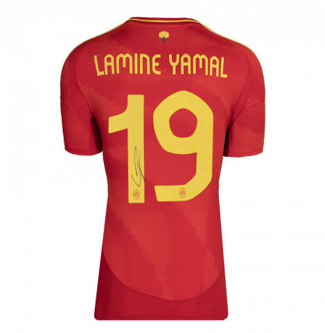 WAREHOUSE SECONDS Lamine Yamal Back Signed Spain 2024 Home Shirt - Grade A