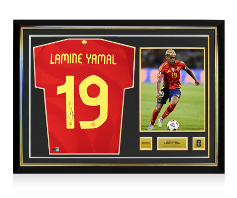 Lamine Yamal Official 2026 FIFA World Cup™ Back Signed and Hero Framed Spain 2024-25 Home Shirt