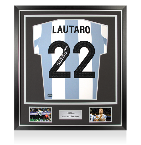Lautaro Martinez Back Signed Argentina 2024-25 Anniversary Home Shirt In Classic Frame