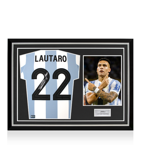 Lautaro Martinez Back Signed Argentina 2024-25 Anniversary Home Shirt In Hero Frame: Option 1