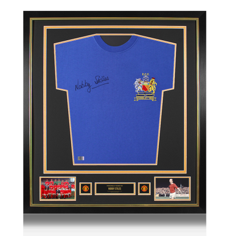 Nobby Stiles Official Manchester United Front Signed and Framed 1968 Away Shirt