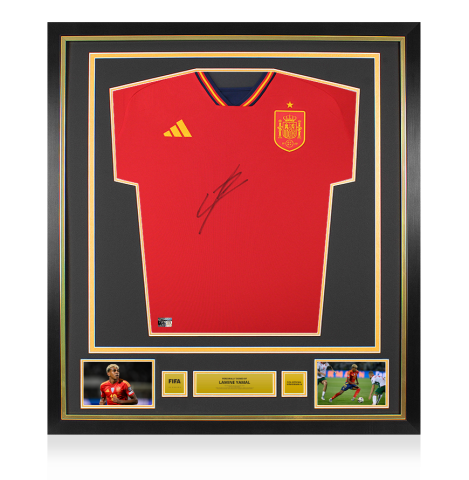 Lamine Yamal Official FIFA World Cup™ Front Signed and Framed Spain 2022-23 Home Shirt