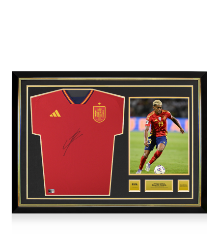 Lamine Yamal Official FIFA World Cup™ Front Signed and Hero Framed Spain 2022-23 Home Shirt