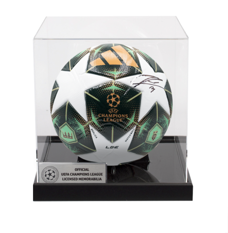 Lamine Yamal Official UEFA Champions League Signed Football In Acrylic Case Lamine Yamal Official UEFA Champions League Signed Football In Acrylic Case
