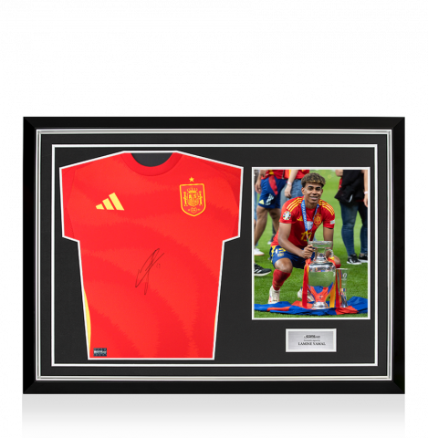 Lamine Yamal Front Signed Spain 2024-25 Home Shirt In Hero Frame: Option 1
