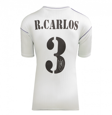Roberto Carlos Back Signed Real Madrid Terrace Icon Shirt In Deluxe Packaging