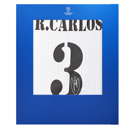 Roberto Carlos Official UEFA Champions League Back Signed Real Madrid Terrace Icon Shirt In Deluxe Packaging
