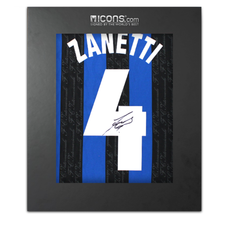Javier Zanetti Back Autographed Internazionale 1998 Home Jersey In Deluxe Packaging