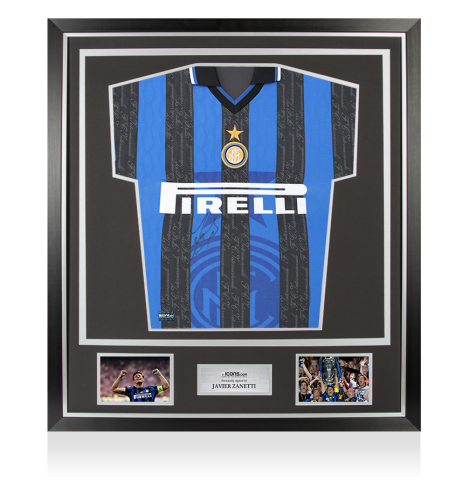 Javier Zanetti Front Autographed Internazionale 1998 Home Jersey In Classic Frame