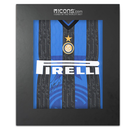 Javier Zanetti Front Signed Internazionale 1998 Home Jersey In Deluxe Packaging