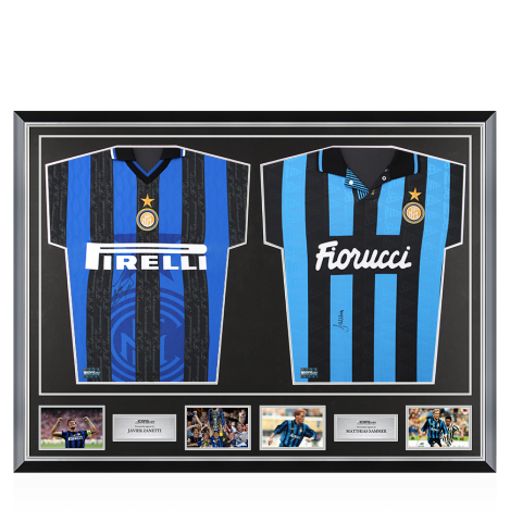 Javier Zanetti & Matthias Sammer Signed Internazionale Shirts In Classic Dual Frame