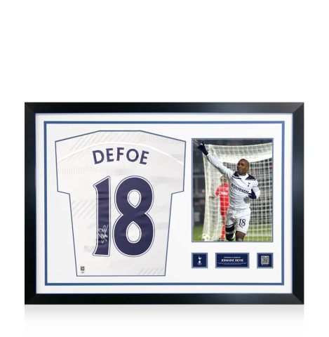 Jermain Defoe Official Tottenham Hotspur Signed and Framed 2023-24 Home Shirt with Fan Style Numbers