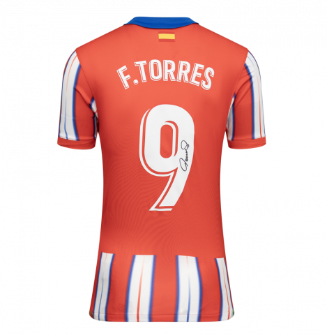 Fernando Torres Back Signed Atletico Madrid 2024-25 Home Shirt with Fan Style Number In Deluxe Packaging
