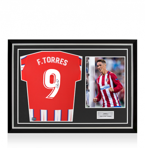 Fernando Torres Back Signed Atletico Madrid 2024-25 Home Shirt with Fan Style Number In Hero Frame: Option 1