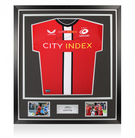 Maro Itoje Front Signed Saracens 2021-22 Away Shirt In Classic Frame