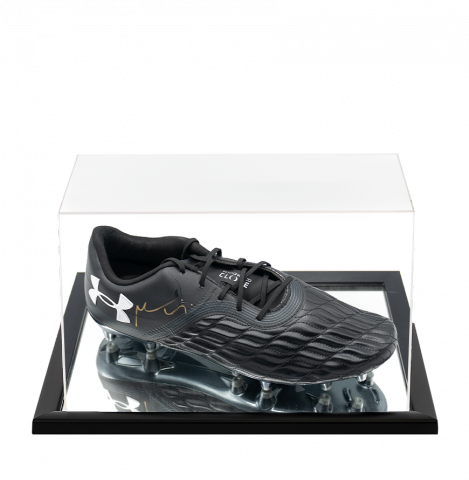 Maro Itoje Signed Under Armour Clone Magnetico Rugby Boot In Acrylic Case