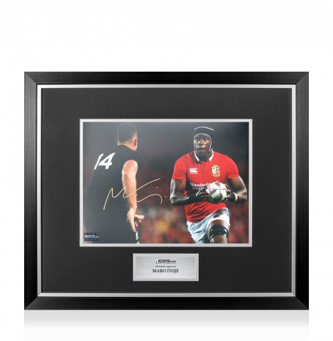 Maro Itoje Signed British & Irish Lions Photo In Premium Photo Frame: In Action vs All Blacks