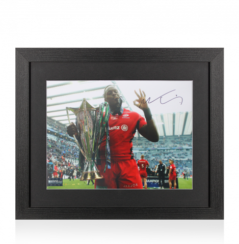Maro Itoje Signed Saracens Photo In Black Wooden Frame: 2019 Champions Cup Winner