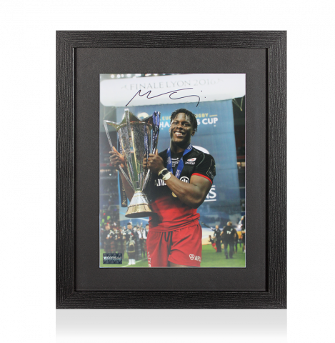 Maro Itoje Signed Saracens Photo In Black Wooden Frame: 2016 Champions Cup Winner