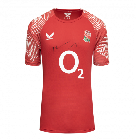 Maro Itoje Front Signed England Pre-Match Shirt In Deluxe Packaging