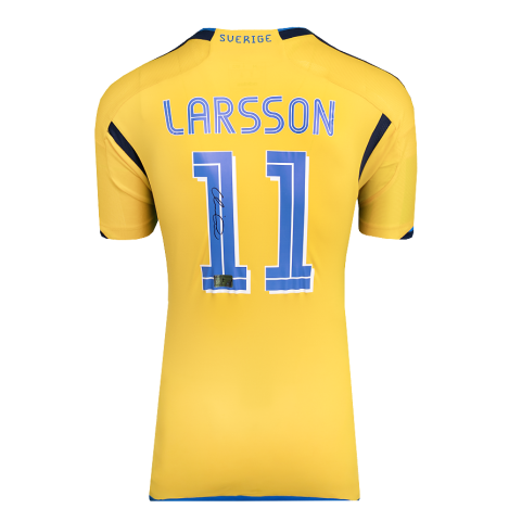 Henrik Larsson Official FIFA World Cup™ Back Signed Sweden Retro Home Shirt In Deluxe Packaging