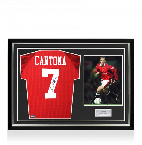 Eric Cantona Back Signed Manchester United 1996-98 Home Shirt In Hero Frame: Option 1