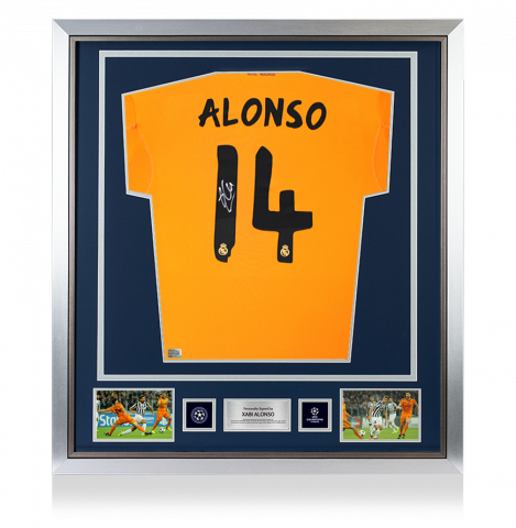 Xabi Alonso Official UEFA Champions League Back Signed and Framed Real Madrid 2013-14 Third Shirt