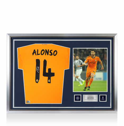 Xabi Alonso Official UEFA Champions League Back Signed and Hero Framed Real Madrid 2013-14 Third Shirt