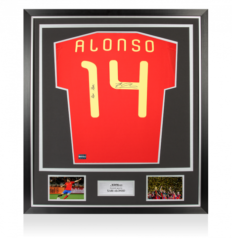 Xabi Alonso Back Signed Spain 2010 Home Shirt - "Don Xabi" Inscription In Classic Frame