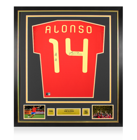 Xabi Alonso Official 2010 FIFA World Cup™ Back Signed and Framed Spain 2010 Home Shirt - "Don Xabi" Inscription