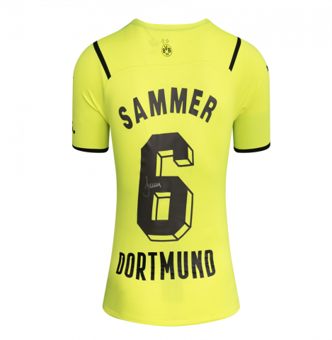 Matthias Sammer Back Signed Borussia Dortmund 2021-22 Home Shirt with Fan Style Number In Deluxe Packaging