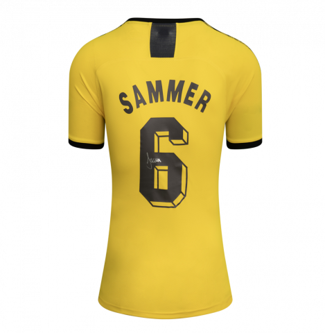 Matthias Sammer Back Signed Borussia Dortmund 2019-20 Home Shirt with Fan Style Number In Deluxe Packaging
